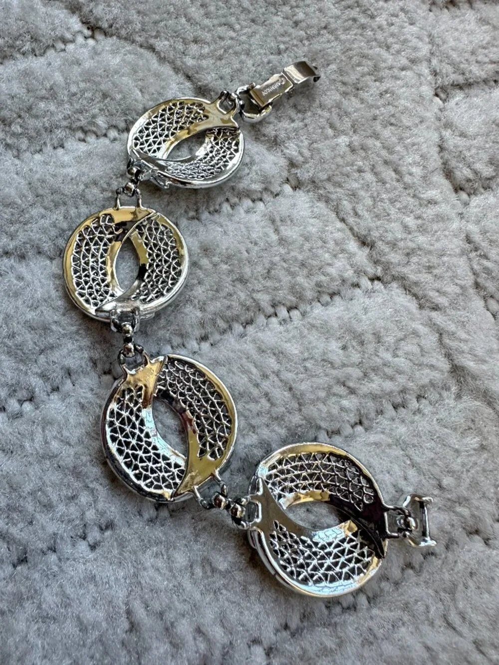 Vintage Sarah Coventry Silver Tone Openwork Link Bracelet 7.25” Signed